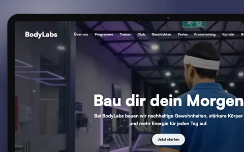 Personal-Training-Website-Demo (Design-Konzept): Ausschnitt der Startseite