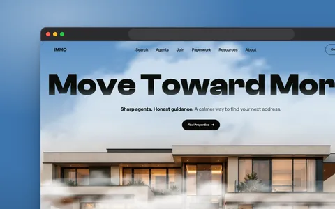Immobilienmakler-Website-Demo (Design-Konzept): Website im Browserfenster