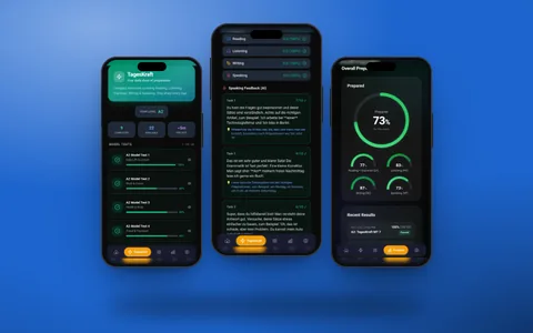 LevelKraft (von uns entwickelt): App auf drei Handys