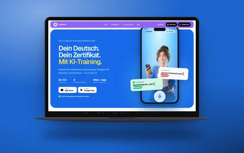 LevelKraft (von uns entwickelt): Website auf einem Laptop