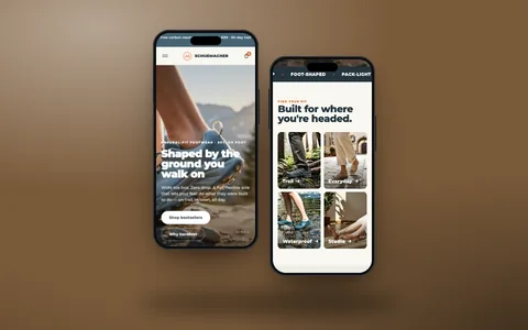 Schuh-Onlineshop-Demo (Design-Konzept): Website auf zwei Handys